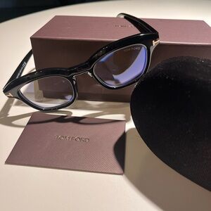 Tom Ford Eyeglasses with Black Frame and Blue Lenses. FT5961-B/V 001 49-23-145